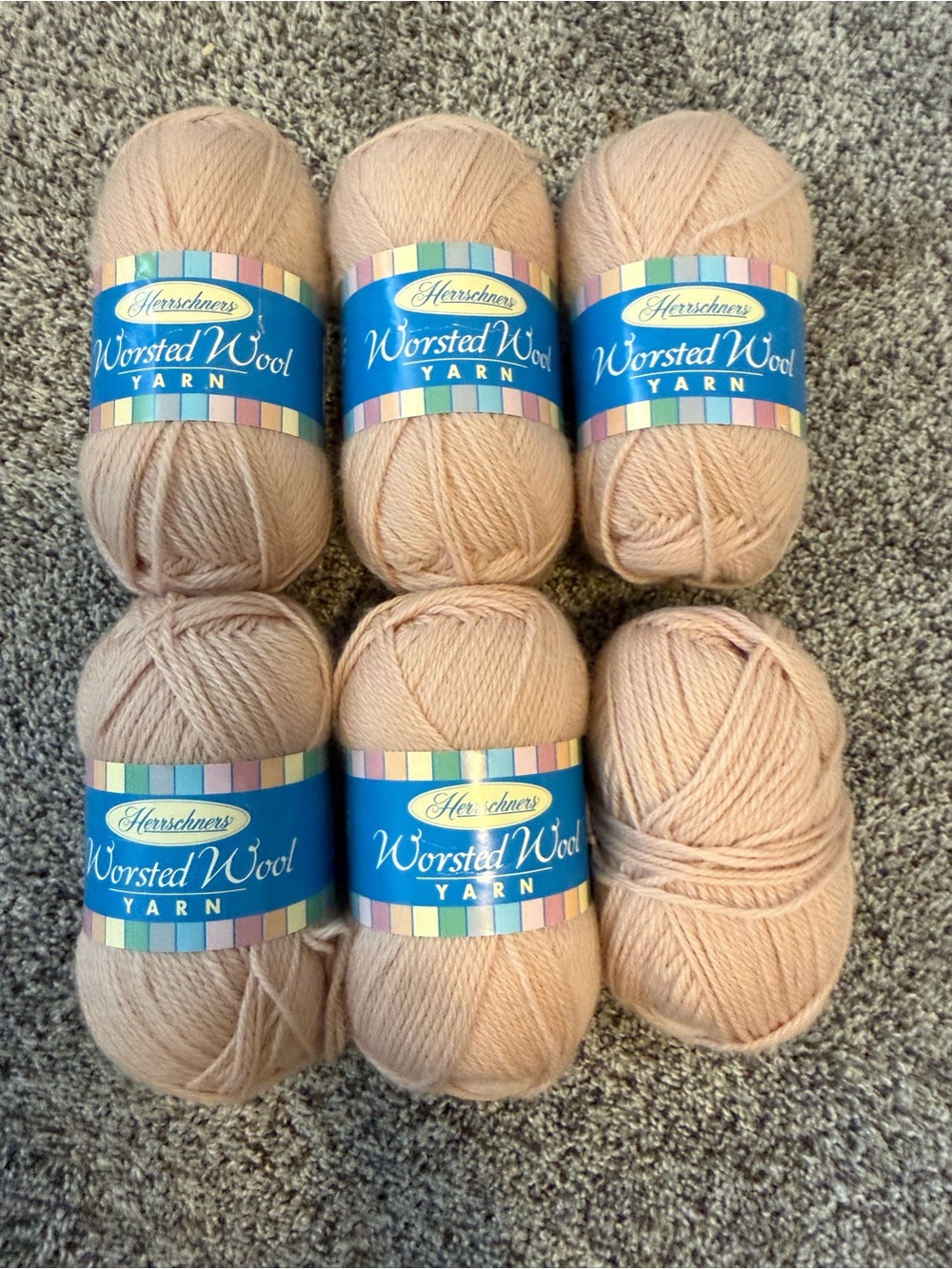 Herrschners Worsted Wool Yarn - 5 1/2 skeins - color LT Beige